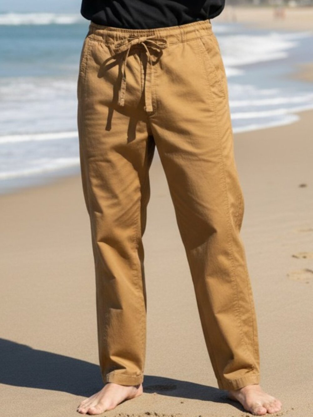 Zara chino pants S khaki loose pull-on